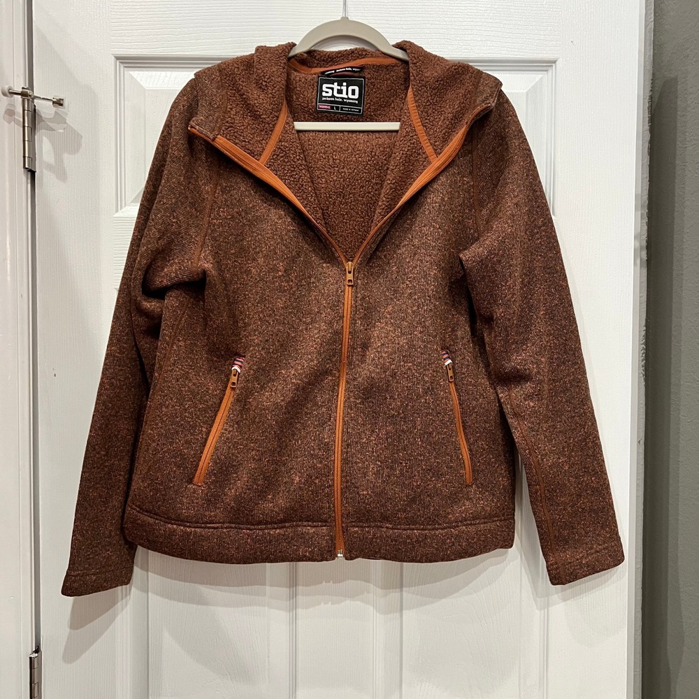 Stio Full Zip Hoodie Recycled Polyester Sweater Knit Shearling Gorpcore Cabin L